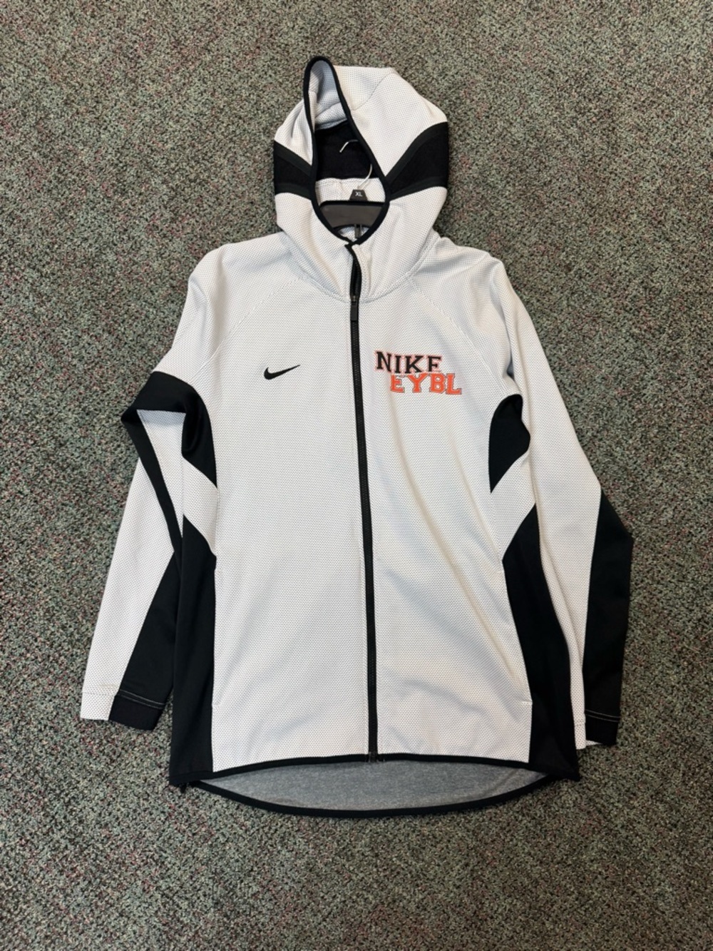 Nike EYBL Dri-Fit White and Black Full-Zip Hoodie Jacket Size Large